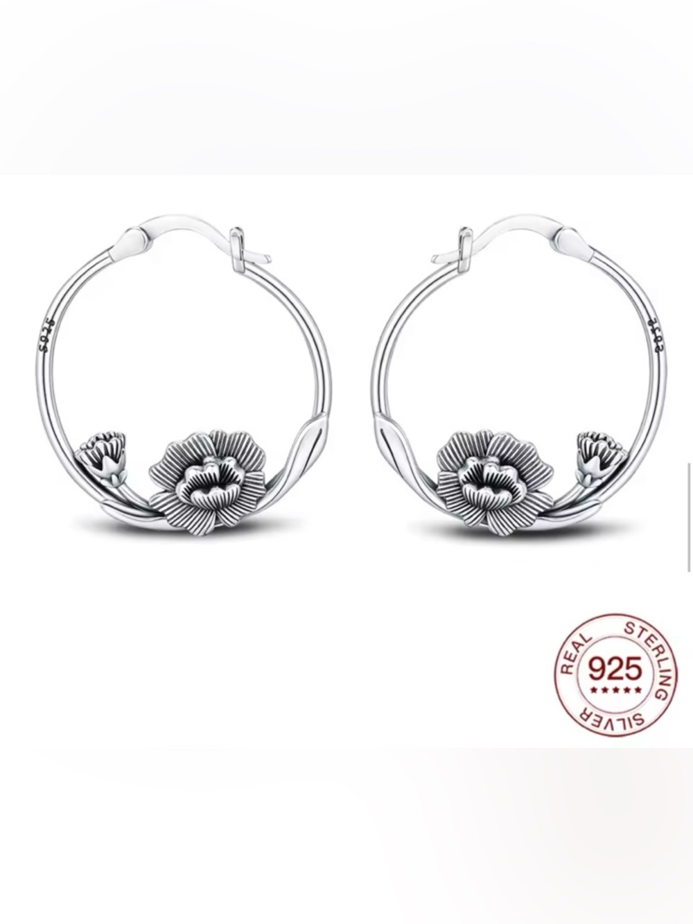 New .925 Lotus Hoops